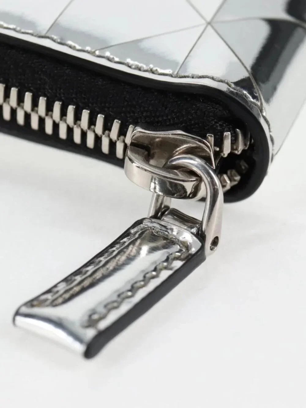 PRADA Necklace Strap Pouch Triangle Panel Silver Tone Auth 118871M